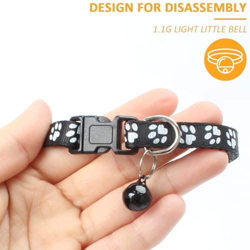 MJIYA Cat Collar with Bell, Breakaway Grid Collar with Plastic Buckle, Light Adjustable, Nylon, Kitty Collars (Black) - color: Black