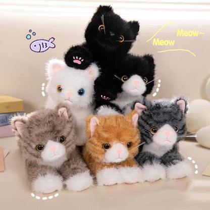 PEACH CAT Cat Stuffed Animal 12" Realistic Kitten Plushies Soft Plush Toys Gifts for Kids Black - style: 12" Black Cat