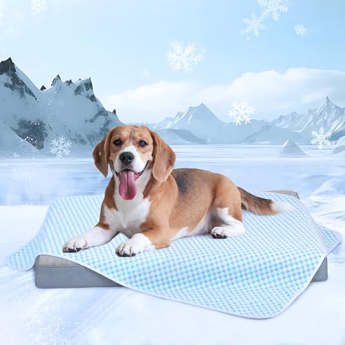 Premium Cooling Blanket for Medium Dogs - Breathable Summer Cold Pet Throw Blanket, Q-MAX>0.5, Washable Durable Soft Cooling Cat Mat for Hot Weather, Pearl Blue,30x40 - color: Blue, size: 30x40 Inch