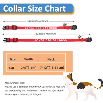 Personalized Cat Collars, Embroidered with Pet Name and Phone Number, Adjustable Nylon Breakaway Safety Release Buckle ID Collar,Custom Text with Bell for Cat or Kitten,Grass Green - color: Grass Green