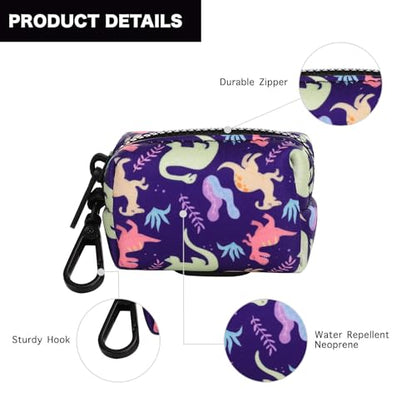 Attachment,Waste Bag Dispenser Zippered Pouch, Fits Any Leash, Includes Free Roll of Dog Bags, Poop Bag Dispenser - 2 Packs, Little Dinosaurs - color: Little Dinosaurs