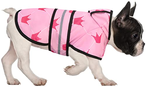 HDE Dog Raincoat Jacket Reflective Adjustable Hooded Pet Poncho Rain Coat with Leash Hole for Small to X-Large Dogs Princess - S - color: Princess, size: Small