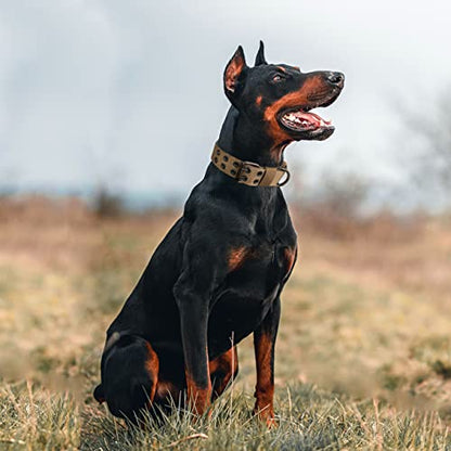 Tactical Dog Collar Military Adjustable Dog Collars Soft Nylon Training Collar with Patch Heavy Duty Metal Buckle Collars for Medium Large Dogs (Brown, XL) - color: Brown, size: XL