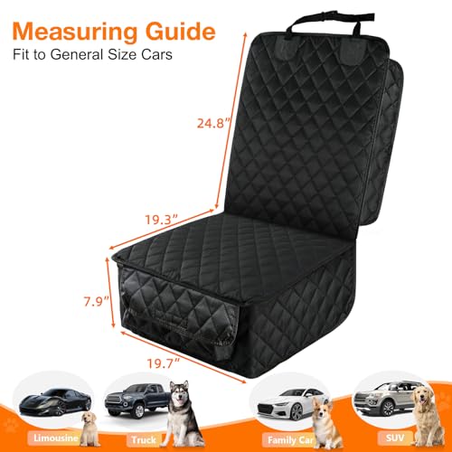PETICON Waterproof Front Seat Car Cover, Full Protection Dog Car Seat Cover with Side Flaps, Nonslip Scratchproof Front Seat Cover Fits for Cars, Trucks, SUVs, Jeep - color: black