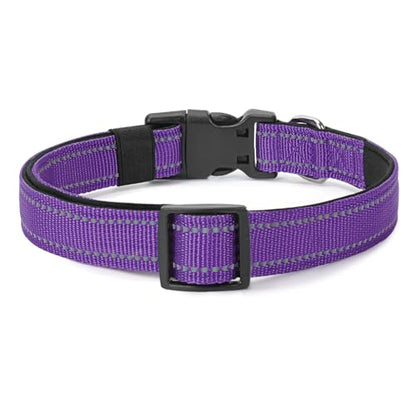 Reflective Dog Collar Padded with Soft Neoprene Breathable Quick Release Basic Dog Collars for Medium Dogs Purple Girl - color: Purple, size: M:width 3/4"neck 14-20.5"