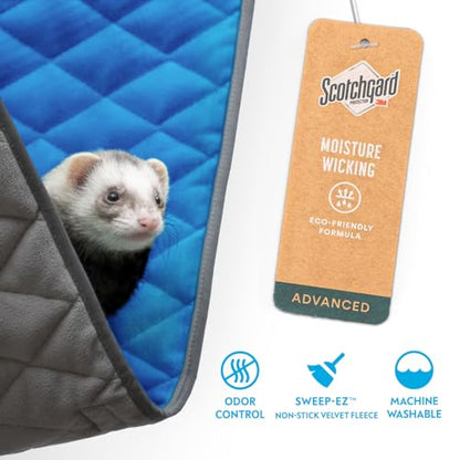 Paw Inspired Hanging Fleece Hammock for Ferrets, Rats, Chinchillas, Sugar Gliders, Small Pets | Hideout Toy for Guinea Pigs, Hamsters | Swivel Clips for Small Animal Cages (Gray/Blue) - color: Gray/Blue