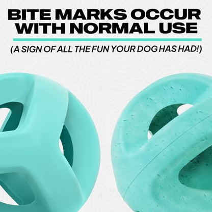 Fida Natural Rubber Dog Balls for Aggressive Chewers, Durable Dog Chew Toys for Large Dogs, Interactive Fetch & Tug of War Toys for Medium Large Breed Non-Toxic Dish Washable,4.5 * 4.5" - color: Aqua Blue