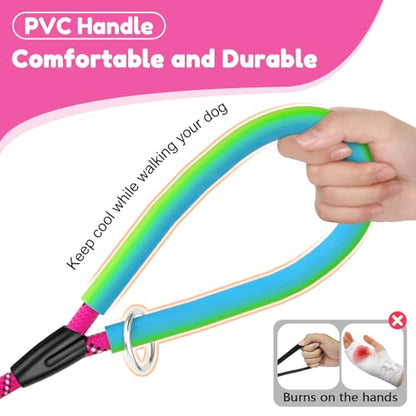 Dog Leash Heavy Duty 4/5/6ft XiaZ 2 Handles Dog Leashes for Medium Large Dogs 1/2 Inch 1000lb Strength Reflective PVC Waterproof-Handles Metal Hook Dual-Handle Rope Leash Nighttime Safety - color: Red, size: 6FT (1/2")