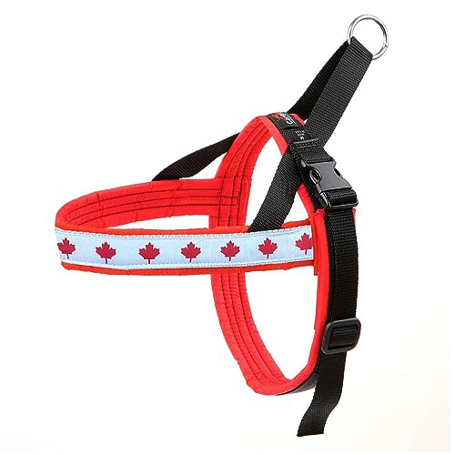 ComfortFlex Patriotic Dog Harness – Fully Padded, Adjustable, Lightweight No-Choke, No-Pull, Non-Chafing Design for Active Dogs, Enhanced Control, Made in The USA - Petite, Canadian Patriot - color: Canadian Patriot, size: Petite