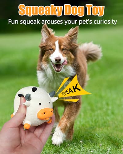 Dog Toys Squeaky, Interactive Latex Rubber Cute Animal Pet Toy Pack Squeak Balls for Puppy Small Medium Breed Dogs - style: Cow, Chicken