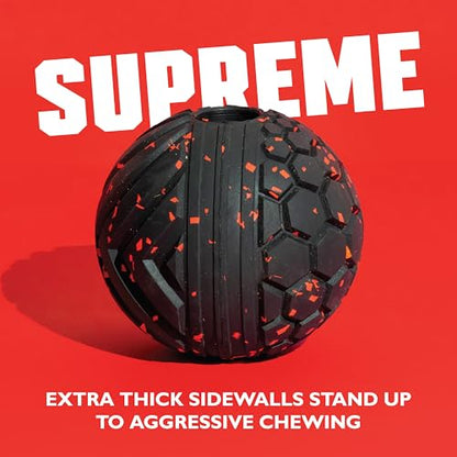 Chew King Supreme Durable Rubber Dog Ball for Aggressive Chewers, Treat-Dispensing Heavy-Duty Chew Toy with Safety Air Vent, Interactive Dog Toy for Training & Enrichment, Small 2.5" Fetch Ball - color: A) Small 2.5" Ball