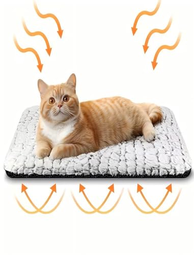 Extra Warm Thermal Cat Dog Mat, Ultra Soft Cat Pet Rug for Indoor Outdoor with Removable Cover Non-Slip Bottom Washable (27.5"x19") - color: White, size: 1'7" x 2'4" (Rectangular)