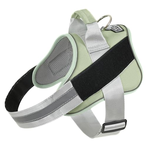 Dog Harness, No-Pull Reflective Dog Vest, Breathable Adjustable Pet Harness with Handle for Outdoor Walking - No More Pulling, Tugging or Choking - color: CreamGreen, size: X-Small (Pack of 1)