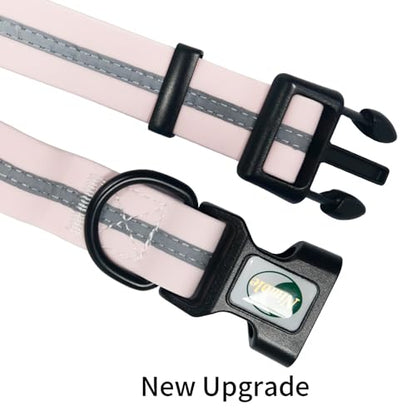 NIMBLE Dog Collar Waterproof Pet Collars Adjustable, Reflective, Durable Flex Poly Coated Nylon Basic Dog Collars 9 Colors in Size S/M/L (Light Pink, Small (9.45”-14.17”inches)) - color: Light pink, size: Small (9.45”-14.17”inches)