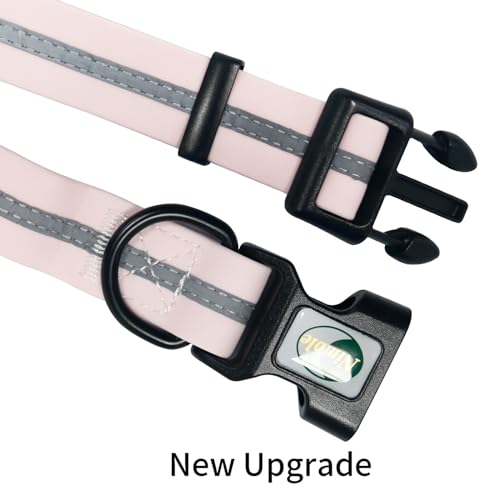 NIMBLE Dog Collar Waterproof Pet Collars Adjustable, Reflective, Durable Flex Poly Coated Nylon Basic Dog Collars 9 Colors in Size S/M/L (Light Pink, Small (9.45”-14.17”inches)) - color: Light pink, size: Small (9.45”-14.17”inches)