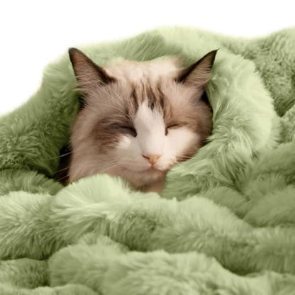 Pet Blanket, Reversible Sherpa & Bubble Fleece Pet Throw, Ultra-Soft Plush for Cats & Small Dogs, Machine Washable, Anti-Static, Warm & Cozy,28"×22" Inch Green - color: Green, size: 28"L x 22"W Inches