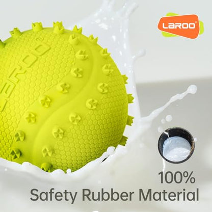 LaRoo Squeaky Dog Ball Toy, Durable Natural Rubber Squeaker Ball Floating Throwing Training, Teeth Cleaning Chew Toy for Pet Small Medium Large Dogs (6.5CM Green) - color: Green-6cm