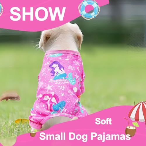 Dog Pajamas for Small Medium Dogs, Summer Cute Dog Clothes, Soft Stretchy Doggie Onesies Puppy Outfit (Pink, Large) - color: Pink, size: Large