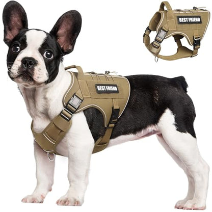 Tactical Dog Harness Small Sized Dog,No Pull Military Dog Vest with Handle,Reflective Heavy Duty Pet Harness for Walking Hiking Training Brown S - color: Brown, size: Small