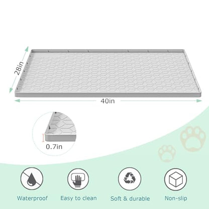 Cat Litter Mat for Litter Box, Silicone Large Cat Litter Trapping Mat - 40x28 in, Waterproof & Non-Slip, Durable & Easy Clean, Light Gray - color: Light Grey, size: 40"L x 28"W