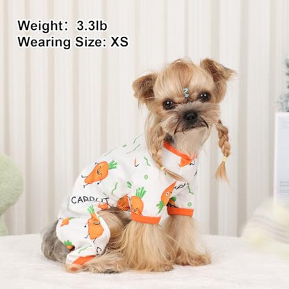 Dog Pajamas Pjs Spring Summer Dog Clothes for Small Dogs Girl - Boy - Small Size Dogs, Soft Stretchy Puppy Clothes Doggie Onesies Cat Pet Jammies Outfit, Carrot, XS - color: Carrot, size: X-Small（1-2 lb)