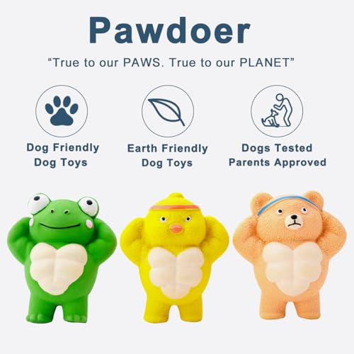 3 Pack Squeaky Dog Toys for Medium Dogs, Soft Latex Chicken Squeaky Dog Ball, Cute Funny Squeak Different Animals Frog Bear Chicken Pet Toys - color: Different Animals - 3 Pack, size: Medium