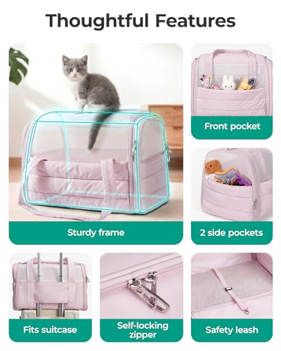 BAGSMART Cat Carrier: Soft-Sided Pet Carrier for Small Medium Cats Dogs Puppy Quilted Collapsible Puffy Travel Bag Up to 25 Lbs Brown - color: Brown, size: 19.3"L x 13.0"W x 13.0"H