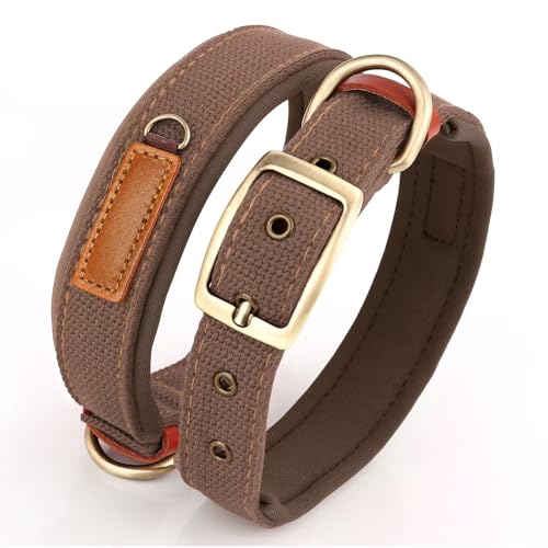 Soft Nylon Dog Collar with Buckle, Adjustable Padded Pet Collar with D-Ring for Small Medium Large Dogs,Brown,S - color: Brown, size: S:Neck 10.6-14.5"
