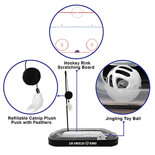 Pets First NHL Los Angeles Kings 5-in-1 Cat Scratcher Toy with Interactive Cat Ball Bell in Tracks - color: Los Angeles Kings
