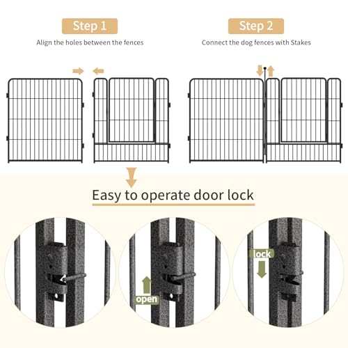 Dog Playpen,24/32/40 Inch Height in Heavy Duty,Folding Indoor Outdoor Dog Exercise Fence, Portable Pet Playpen with Door for Large Medium Dogs - Silver Gray (8 Panels, 32 inch) - style: 32 Inch