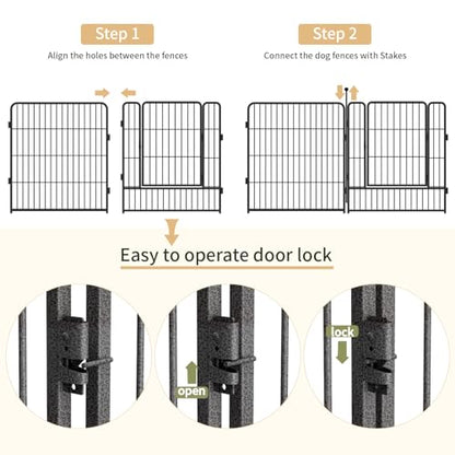 Dog Playpen,24/32/40 Inch Height in Heavy Duty,Folding Indoor Outdoor Dog Exercise Fence, Portable Pet Playpen with Door for Large Medium Dogs - Silver Gray (8 Panels, 45 inch) - style: 45 Inch