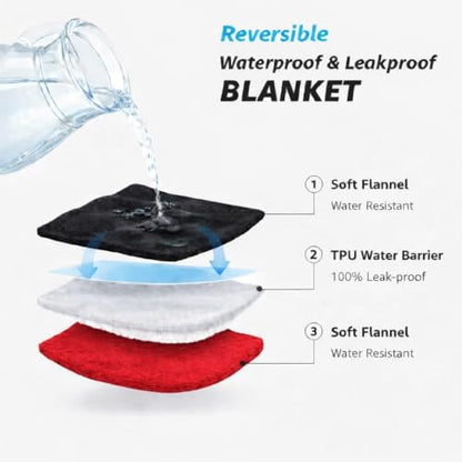 King Size Waterproof Blanket – Spill-Proof, Water-Resistant Flannel Blanket for Bed, Couch, Kids & Pets Protection, Reversible Cozy Design (Passion Red & Midnight Black, 90x108) - color: Velvet Red/Obsidian Black, size: King