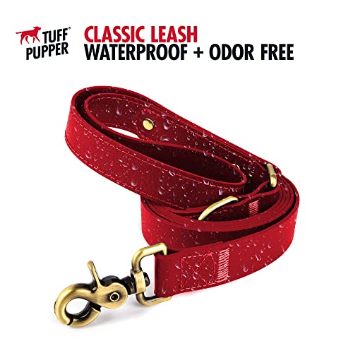 Tuff Pupper Classic 6 Foot Heavy Duty Dog Leash | 10x Stronger Than Leather | 100% Waterproof & Odor Proof Dog Leash | Tough Rust-Proof All Metal Hardware - color: Crimson Red