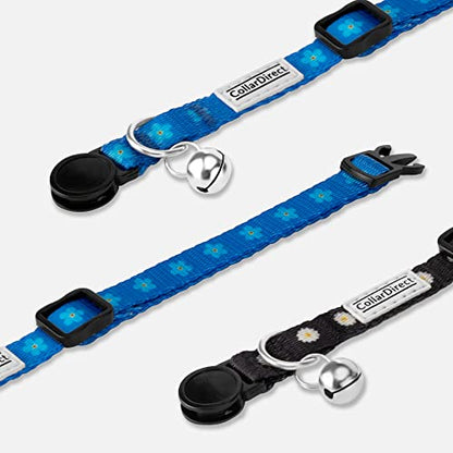 CollarDirect Cat Collar Breakaway with Removable Bell Set of 2 PCS - color: Black & Blue