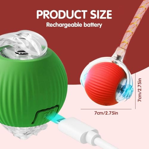 2 PCS Interactive Cat Toy Rolling Ball with Tail Chewie Viral Dog Ball, Smart Automatic Rolling Pet Balls,Automatic Moving Electric Cat Toy - color: Color2