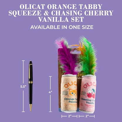 Haute Diggity Kitty Olicat Catnip Toys, Soft Plush Cat Toys Catnip Filled with Interactive Crackle Sound & Feathers, Safe & Durable Toy for Cats & Kitten, 2 Pcs - style: Olicat
