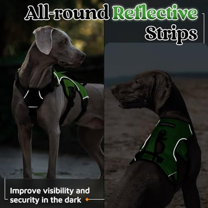 rabbitgoo Escape Proof Dog Harness, Soft Padded Full Body Pet Harness, Reflective Adjustable No Pull Vest with Lift Handle and Lesh Clip for Large Dogs Walking Hiking Training, M, Green - color: Green, size: Medium (Pack of 1)