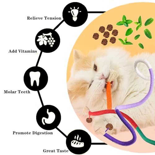 Cat Toys 12Pcs Catnip Toys for Indoor Kitten Cat Silvervine Chew Molar Scratch Cotton Rope Cleaning Teeth Dental Stick Treat Kitty Self Play Kick - size: MIX-12 Pack