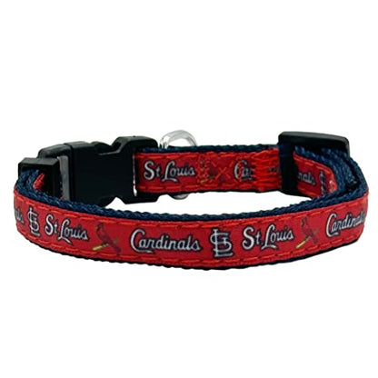 MLB CAT Collar St. Louis Cardinals Satin Cat Collar Baseball Team Collar for Dogs & Cats. A Shiny & Colorful Cat Collar with Ringing Bell Pendant - color: St. Louis Cardinals
