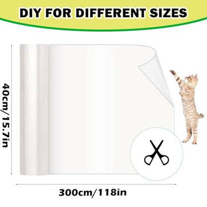 Cat Couch Protector 15.7" x 118" Thickened Anti Cat Scratch Furniture Protector 100% Transparent Free Cutting Couch Protector for Door Wall - size: 15.7" x 118"