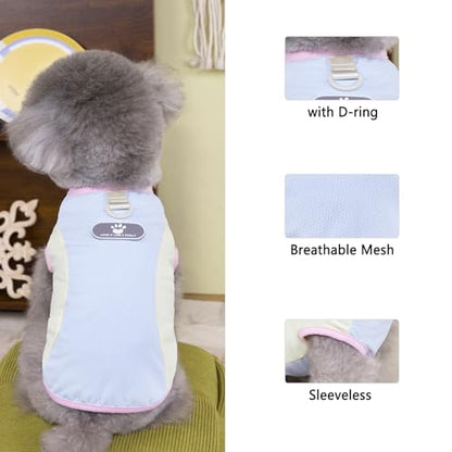 PAIDEFUL Summer Cooling Dog Shirt for Small Dogs Breathable Mesh Pet T-Shirts UV Sun Protection Puppy Vest Soft Lightweight Doggie Tank Top Fashion Chihuahua Tee Clothes Cat Apparel D-Ring,Blue,M - color: blue, size: M