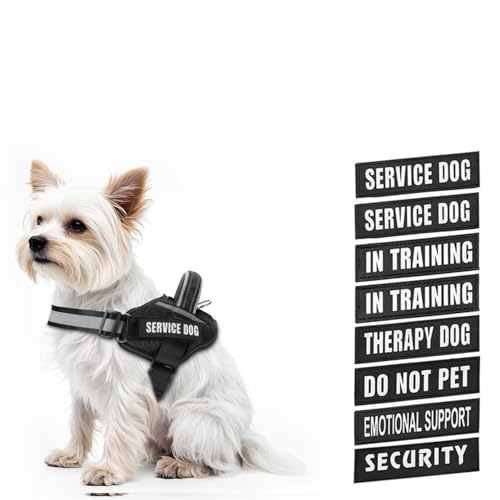 Dog Vest Harness and Patches Set, Animire in Training Service Dog Harness with 10 Dog Patches, Reflective Dog Vest with Handle for Small, Medium, Large, and Extra-Large Dogs - color: Black, size: XX-SMALL (Chest:12-15 Inch)