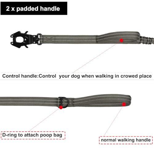 ICEFANG Tactical Dog Leash,K9 Training Walking Bungee Lead with 2 Control Handle,Heavy Duty Quick Release Metal Clasp,for Medium Large Breed (Reflective Green, 6 FT) - color: Reflective Green, size: 6 FT
