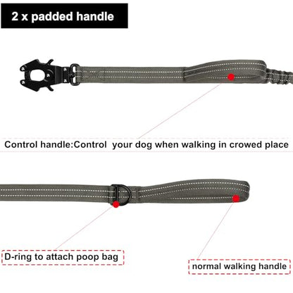 ICEFANG Tactical Dog Leash,K9 Training Walking Bungee Lead with 2 Control Handle,Heavy Duty Quick Release Metal Clasp,for Medium Large Breed (Reflective Green, 6 FT) - color: Reflective Green, size: 6 FT