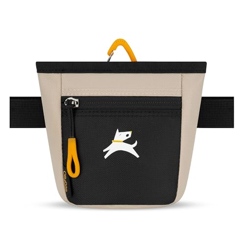 OllyDog Goodie Treat Bag, Dog Treat Pouch, Waist Belt Clip for Hands-Free Training, Magnetic Closure, Dog Training and Behavior Aids, Three Ways to Wear (Con Leche) - color: Con Leche