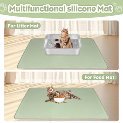 Kalolary Cat Litter Box Mats, Large 34" x 22" Silicone Cat Mat, Easy to Clean Kitty Litter Trapping Mat, Soft on Kitty Paws, Waterproof, Urine-Proof Kittys Litter Mats for Floor, Green - color: Green: 86x56cm
