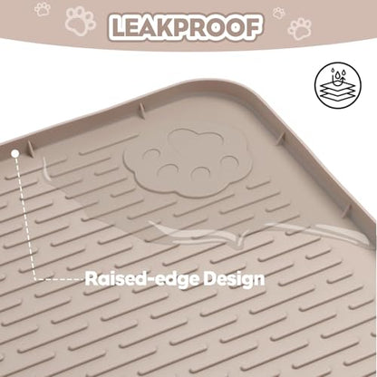 Kalolary Cat Litter Box Mats, Large 34" x 22" Silicone Cat Mat, Easy to Clean Kitty Litter Trapping Mat, Soft on Kitty Paws, Waterproof, Urine-Proof Kittys Litter Mats for Floor, Beige - color: Beige: 86x56cm