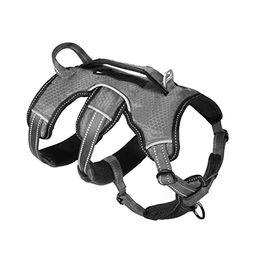 Tuff Pupper Escape Proof No Escape Dog Harness | 5 Point Adjustable Fit Harness for Dogs | Padded Dog Harnesses | Handle Dog Lift Harnesses - color: Steel Grey, size: Small