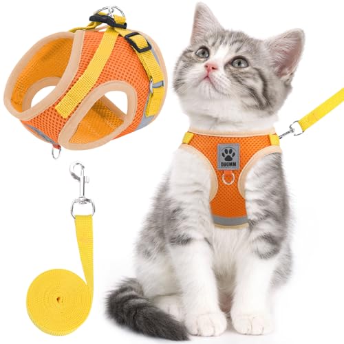Cat & Dog Vest Harness - All Weather Mesh, Reflective Strap, Step-in Adjustable for Small Cats & Dogs (Orange, XS) - color: Orange, size: X-Small (Chest: 8"-9")