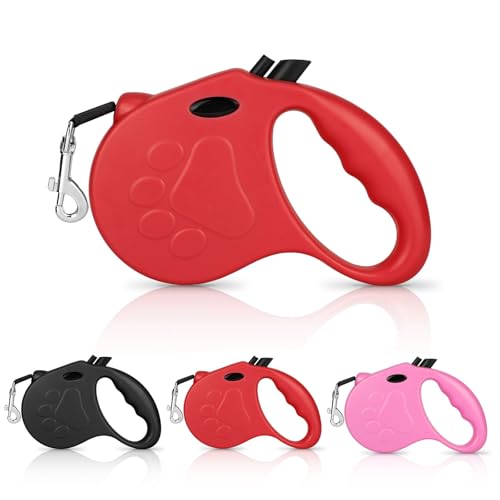 Retractable Dog Leash, 16ft Dog Walking Leash for Small Dogs up to 77lbs, Non-Slip Handle - Red - color: Red